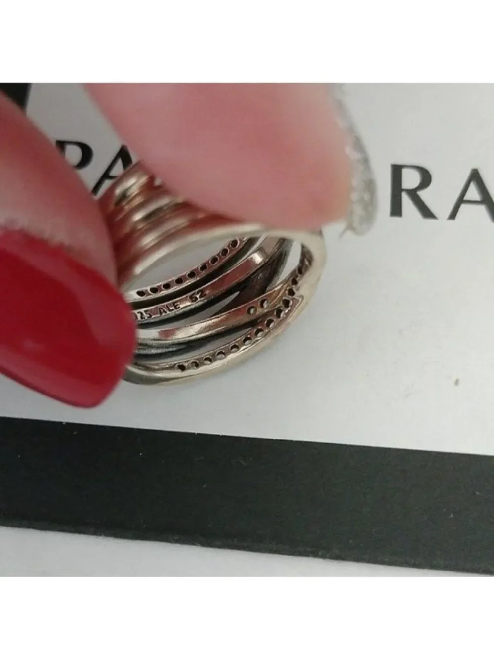 Pandora Sterling Silver Entwined Ring with Zirconia 190919cz, size 52